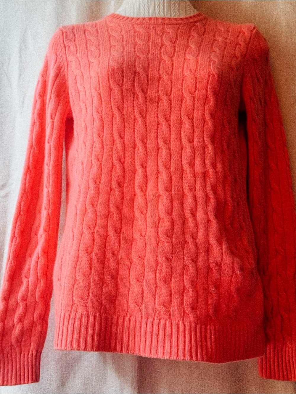 🩷🌺 100% Cashmere • Tyler Böe • Coral Peony Pop • Cable Knit Sweater 🌺🩷